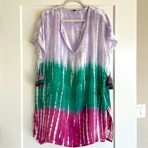 YF&B Tie-Dye Tunic Dress with Tassels S